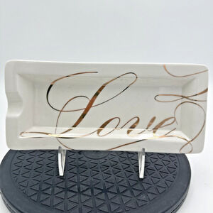 Pottery Barn Love Rectangular Ash Gray/ Tray Gold Trim